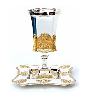 Verre de Kiddouch couleur argent et or