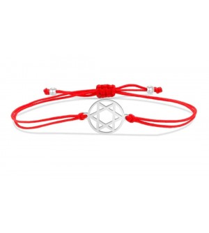 Bracelet fil rouge - etoile de David argent