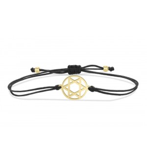 Bracelet fil noir - etoile de David or