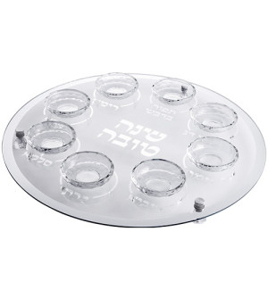 Plateau du Seder de Roch Hachana en verre et cristal classe
