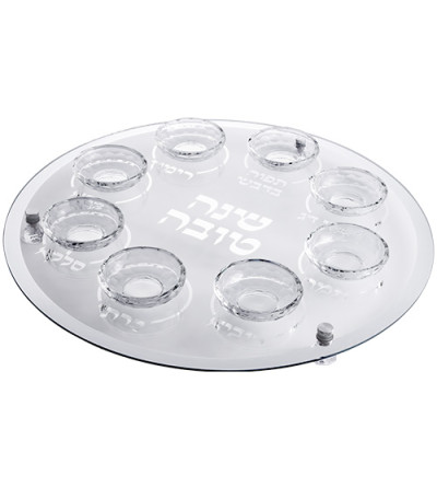 Plateau du Seder de Roch Hachana en verre et cristal classe