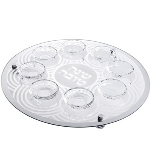Plateau du Seder de Roch Hachana en verre et cristal