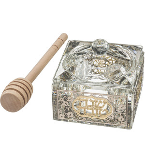Pot à Miel en Cristal avec plaque dorée